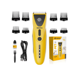 Máquina de cortar pelo LILIPRO PET PT306 amarilla con 8 peines guía, aceite, cepillo, cable USB y caja