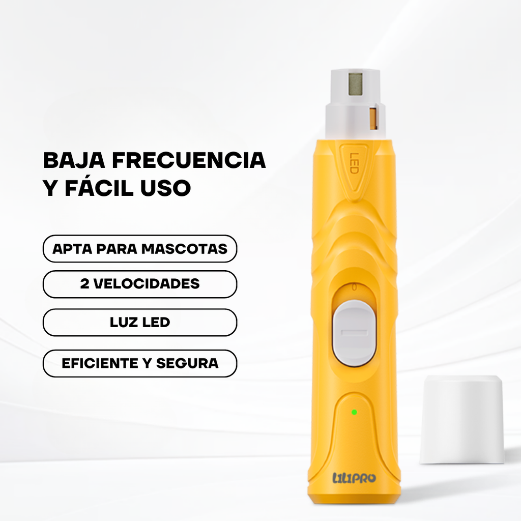 Lima de uñas PG100: apta para mascotas, 2 velocidades, luz LED, eficiente y segura