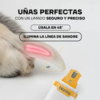 Lima PG100 usada en 45 grados iluminando la línea de sangre de la uña del perro