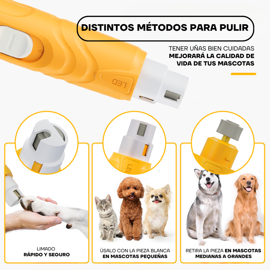 Tres cabezales de la lima PG100 para pulir uñas de mascotas pequeñas, medianas y grandes