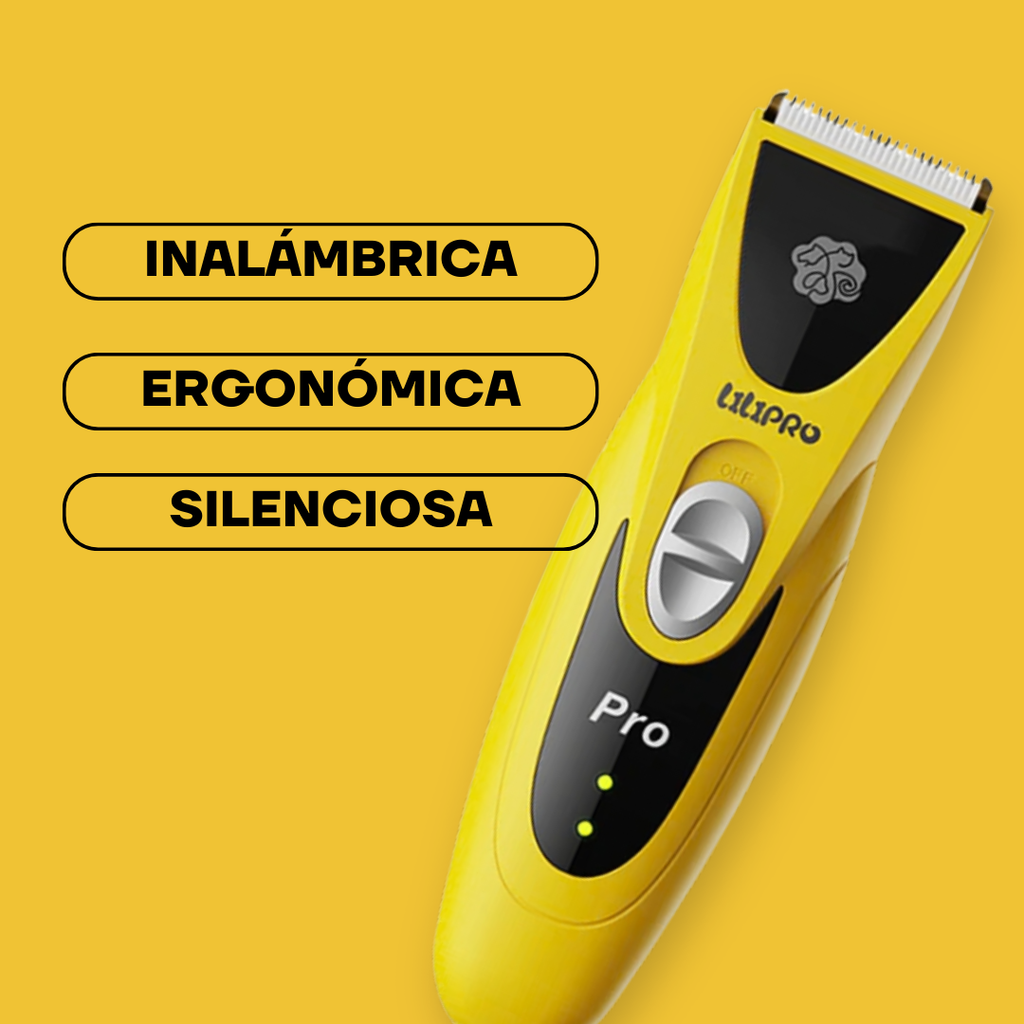 Cortadora PT305 inalámbrica y ergonómica con cuchilla nano cerámica, sobre fondo amarillo