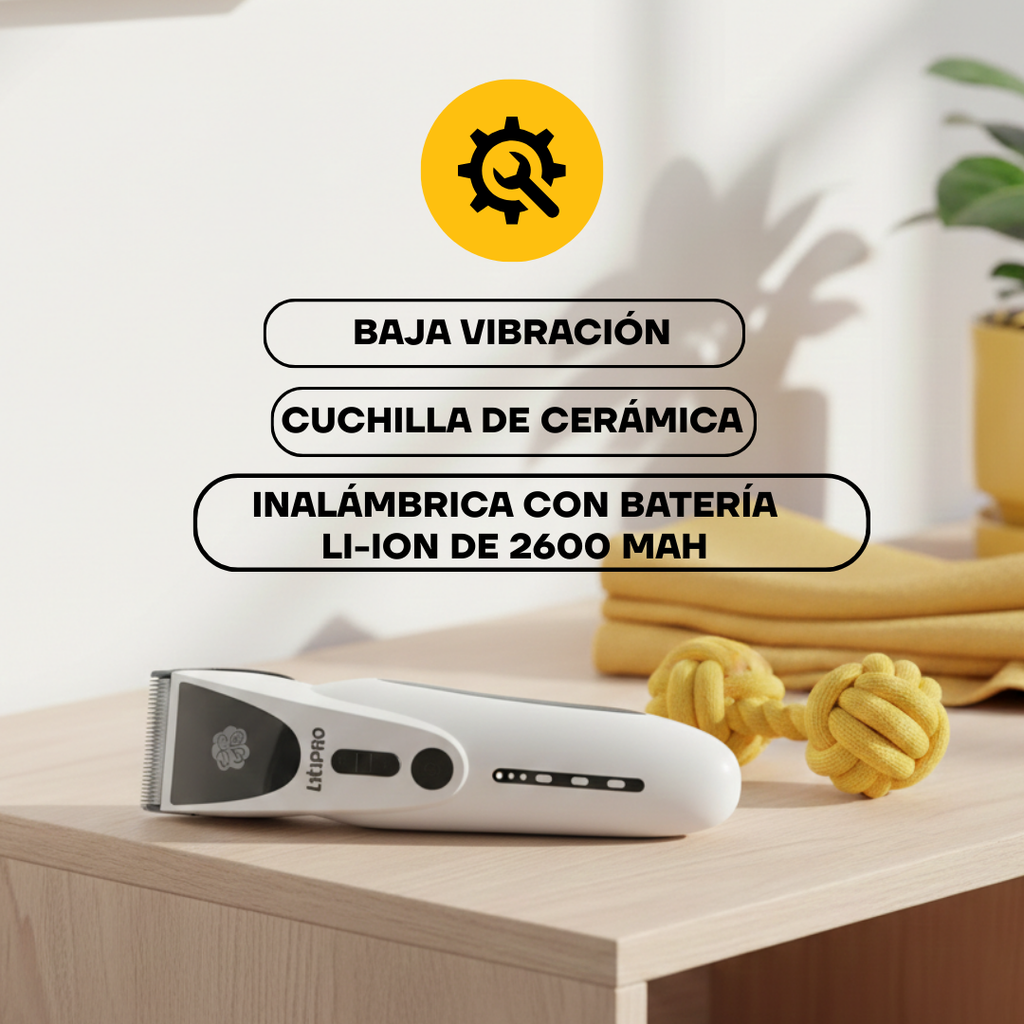 Máquina PT306 con cuchilla de cerámica, baja vibración y batería Li-ion de 2600 mAh