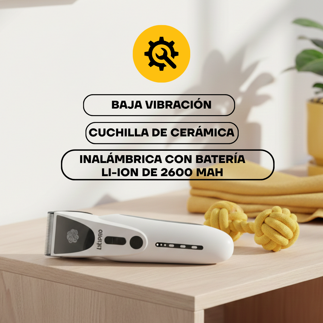Máquina PT306 con cuchilla de cerámica, baja vibración y batería Li-ion de 2600 mAh